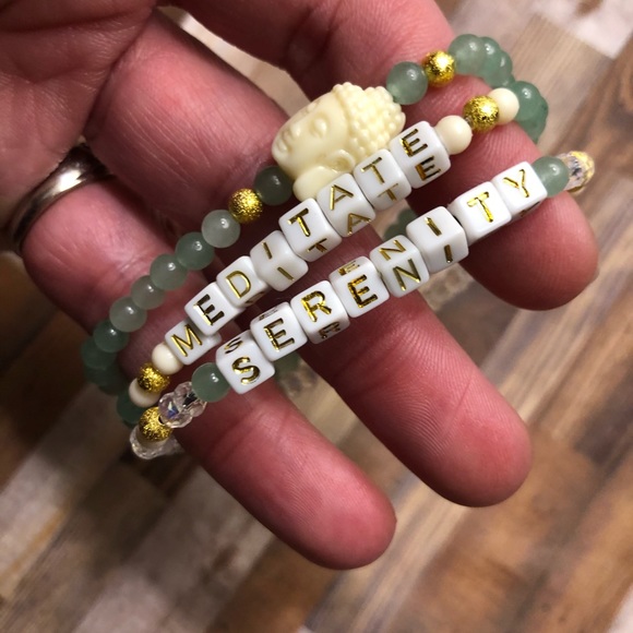 Green BUDDHA mint set 3pcs bracelet meditate yoga - Picture 3 of 3